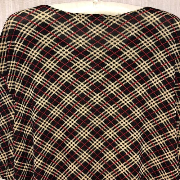 Sz XL-1X Diagonal Nova Check Black Ivory Red Short Sleeve Crewneck Pullover Top - Picture 4 of 8
